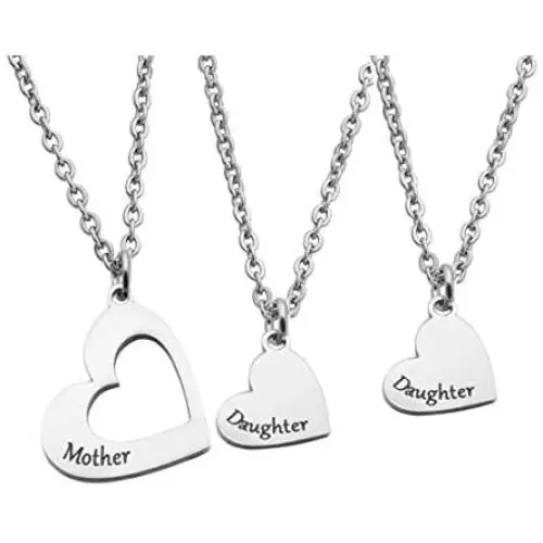 Beeshion Mommy and Me Necklace Set Matching Heart Necklace Daughter Gift Mother Gift Beeshion Mommy and Me Necklace Set Matching Heart Necklace Daughter Gift Mother Gift