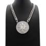 GWOOD 5 Percenter 7 Star Silver Color Pendant with 18 Inch Cuban Necklace