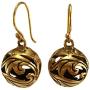 Real Bronze Duo Leaf Filigree Ball Drop Dangle Earrings Fish Hook Bronze Jewelry Gifts