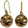 Real Bronze Duo Leaf Filigree Ball Drop Dangle Earrings Fish Hook Bronze Jewelry Gifts