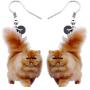 Bonsny Acrylic Fluffy Fatty Cat Kitten Earrings Big Long Dangle Drop Lovely Animal Jewelry For Women Girl Ladies Kids Gifts