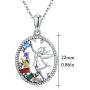 Delicate Rainbow Cactus/Mesh Flower/Fairy Necklace for Women Girls,925 Sterling Silver Lotus Pendant Necklace Cubic Zirconia Colorful Pendant Jewelry Gift for Mom/Wife/Daughter/Grandma/Girlfriend