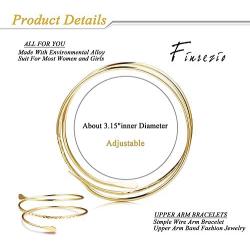 Finrezio 6 PCS Upper Arm Cuff Bracelet for Women Bangle Bracelet Open Armlet Leaf Armband Jewelry Set Adjustable
