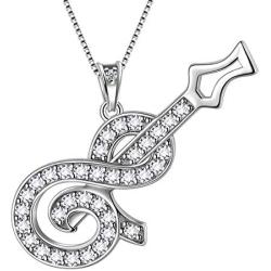 Music Note Heart of Treble and Bass Clef Necklace Women 925 Sterling Silver Infinity Love Musician Pendant Fans Music Symbol Jewelry