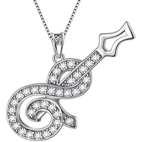 Music Note Heart of Treble and Bass Clef Necklace Women 925 Sterling Silver Infinity Love Musician Pendant Fans Music Symbol Jewelry