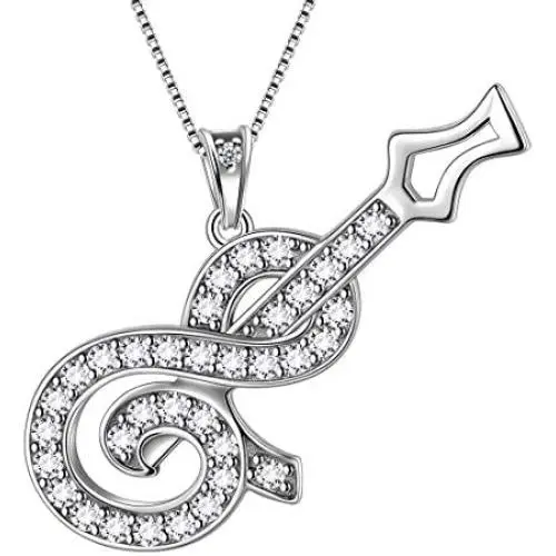 Music Note Heart of Treble and Bass Clef Necklace Women 925 Sterling Silver Infinity Love Musician Pendant Fans Music Symbol Jewelry