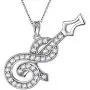 Music Note Heart of Treble and Bass Clef Necklace Women 925 Sterling Silver Infinity Love Musician Pendant Fans Music Symbol Jewelry