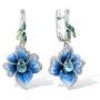 Santuzza Heart Shape Flower Earrings 925 Sterling Silver Exquisite Blue Clover Enamel Earring Fine Jewelry For Women