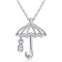 BEAUTY CHARM Womens Sterling Silver Umbrella Pendant Necklace Cubic Zircon Umbrella Necklace
