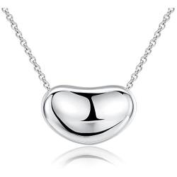 Ashley Jeweller .925 Sterling Silver Bean Charm Necklace Classic Forever
