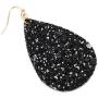 Sparkly Sequin Glitter Geometric Lightweight Simple Drop Statement Earrings - Bohemian Hook Dangles Faux Leather Marquise, Petal Leaf, Teardrop Druzy