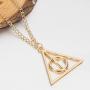 HYCY BJD Harry Potter Deathly Hallows Pendant Necklace Set Golden Snitch Necklaces for Harry Potter Fans Gifts Collection Jewelry Merchandise,18'' Chain (Golden)