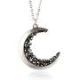 LAONATO Crescent Moon and Black CZ Necklace, 25 inches