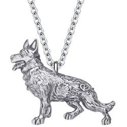 DOWAY Antique Rose Gold/Silver Plated Sweet German Shepherd Necklace Pet Dog Pendant Novelty Metal Jewelry for Women Girls Charm Party Gift