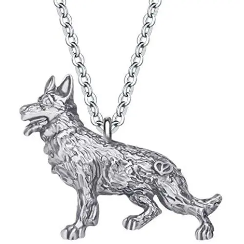 DOWAY Antique Rose Gold/Silver Plated Sweet German Shepherd Necklace Pet Dog Pendant Novelty Metal Jewelry for Women Girls Charm Party Gift DOWAY Antique Rose Gold/Silver Plated Sweet German Shepherd Necklace Pet Dog Pendant Novelty Metal Jewelry for Women Girls Charm Party Gift