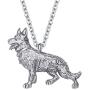 DOWAY Antique Rose Gold/Silver Plated Sweet German Shepherd Necklace Pet Dog Pendant Novelty Metal Jewelry for Women Girls Charm Party Gift