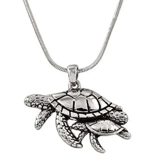 DianaL Boutique Silvertone Sea Turtle Mother and Baby Pendant Necklace 18'' Chain Gift Boxed Fashion Jewelry for Women Teens Girls DianaL Boutique Silvertone Sea Turtle Mother and Baby Pendant Necklace 18'' Chain Gift Boxed Fashion Jewelry for Women Teens Girls