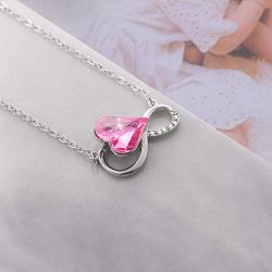 Cat Eye Jewels Blue Made with Swarovski Crystal Love Heart Necklace Silver Tone Chainheart Pendant Jewelry Gifts Gemstone Necklaces for Women Girls