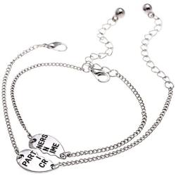 JiangYan-US Best Friends Bracelets Partners in Crime BFF 2 Split Heart Link Bracelet Gift Jewelry