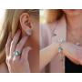 Leafael Infinity Love Crystal Heart Bundle Jewelry Set Light Sapphire Blue March December Birthstone Gifts for Women Necklace Earrings Bracelet, Silver-tone