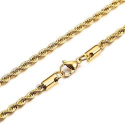 MOWOM Silver Gold Black Color 4.0mm Cuban Link Chain Necklace Water Resistant Mens Stainless Steel Necklace for Women Boys Kids Rope Necklace Chain