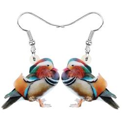 NEWEI Acrylic Sweet Mandarin Duck Bird Earrings Dangle Drop For Women Girl Animal Pet Jewelry Gift Charm