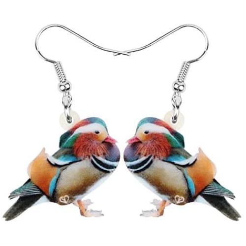 NEWEI Acrylic Sweet Mandarin Duck Bird Earrings Dangle Drop For Women Girl Animal Pet Jewelry Gift Charm