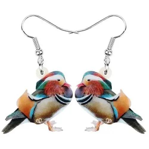 NEWEI Acrylic Sweet Mandarin Duck Bird Earrings Dangle Drop For Women Girl Animal Pet Jewelry Gift Charm