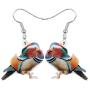 NEWEI Acrylic Sweet Mandarin Duck Bird Earrings Dangle Drop For Women Girl Animal Pet Jewelry Gift Charm