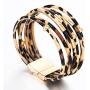 Fesciory Leopard Bracelet for Women Wrap Multi-Layer Leather Bracelet Magnetic Clasp Cuff Bangle Jewelry