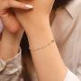 GELIN 14k Solid Heart with Beaded Balls Station Link Chain Bracelet - Gold Bracelet for Women