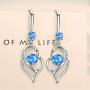 Dangle Silver Earrings for Women Girls Teens Fashion Heart Womens Drop Sparkly Earrings Gifts (Blue)