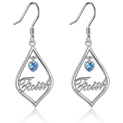 Faith Earrings 925 Sterling Silver with Simulated Birthstone Faith Jewelry Gift for Women