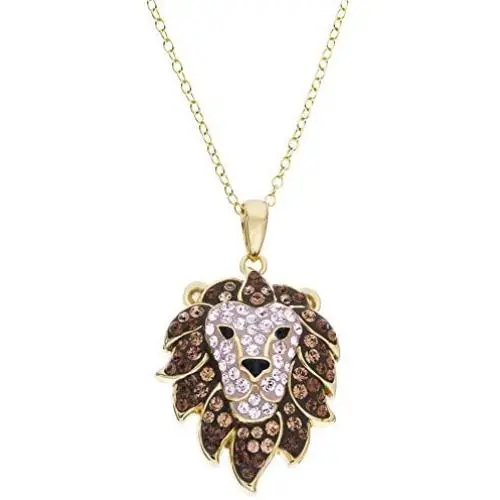CRYSTALOGY Women’s Jewelry, Sterling Silver Swarovski Crystal Lion Head Animal Leo The Lion Pendant Necklace, 18” Chain CRYSTALOGY Women’s Jewelry, Sterling Silver Swarovski Crystal Lion Head Animal Leo The Lion Pendant Necklace, 18” Chain