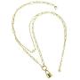 Dainty Layered Padlock Necklaces for Women, 14K Gold Plated Paperclip Chain Necklace Simple Cute Pendant Lock Choker Necklace Gold Layered Necklaces for Women