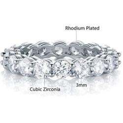 GEMSME 18K White Gold Filled Cubic Zirconia Eternity Band Ring for Women