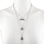 LUX ACCESSORIES Burnished Silver Witch Wiccan Pentagram Opal Layered Necklace
