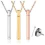 PiercingJ Personalized Engraving Stainless Steel Bar Urn Pendant Necklaces CZ Crystal Cremation Necklace Memorial Ashes Keepsakes Jewelry for Women Men