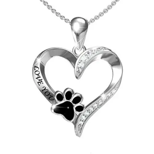 925 Sterling Silver Puppy Dog Cat Pet Paw Print Love Heart Pendant Necklace Cute Animal Jewelry for Dog Owner Lover Women Girls Birthday Gift 925 Sterling Silver Puppy Dog Cat Pet Paw Print Love Heart Pendant Necklace Cute Animal Jewelry for Dog Owner Lover Women Girls Birthday Gift