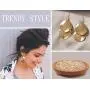 Dangle Drop Earrings for Women Fashion Big Double Circle Disc 14K Gold Filled Brushed Wave Round Hoop Statement Post Dangle French Wire Earrings Minimalist Jewelry for Girls Gift for Her