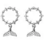 Dainty Mermaid Hoop Dangle Earrings for Women Girls S925 Sterling Silver Cubic Zirconia Fish Tail Drop Dangling Bead Wreath Circle Ring Stud Hypoallergenic Ear Piercing Sea Ocean Jewelry