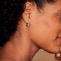 PAVOI 14K Gold Plated 925 Sterling Silver Post 16mm 5 Stone CZ Hoop Earrings for Women