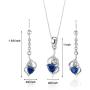 Created Sapphire Pendant Earrings Necklace Set Sterling Silver Trillion Cut 2.25 Carats