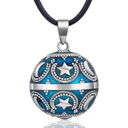 EUDORA Harmony Ball Moon and Star Music Chime Ball Pendant Necklace for Women Baby Girls Nice Jewellry Charming Gift, 45inch