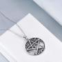 YFN Pentacle Pentagram Necklace Sterling Silver Tree of Life Pentacle Pentagram Pendant Necklace Pagan Witch Jewelry Gifts for Women