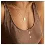 Lcherry Dainty Choker Necklace Layered Necklace Y Pendant Necklace for Women 14K Real Gold Plated