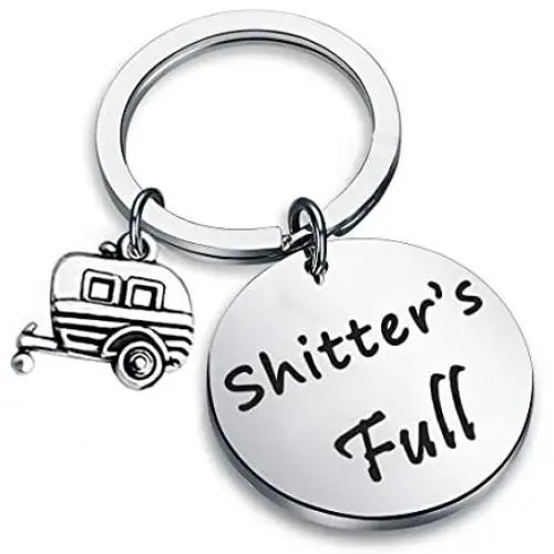 Shitters Full Keychain Happy Camper RV Keychain Camping Keychain Trailer Christmas Vacation Jewelry Shitters Full Keychain Happy Camper RV Keychain Camping Keychain Trailer Christmas Vacation Jewelry