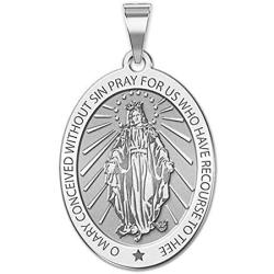 PicturesOnGold.com Miraculous Medal Oval Pendant - Available in Solid 14K Yellow or White Gold, or Sterling Silver