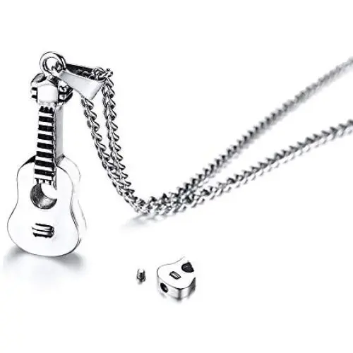 Starchenie Urn Guitar Pendant Necklace Ashes Holder in Stainless Steel for Men Women Starchenie Urn Guitar Pendant Necklace Ashes Holder in Stainless Steel for Men Women