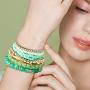 Hanpabum 6 Sets Bohemian Beaded Bracelets for Women Girls Multicolor Stretch Multilayered Stackable Bracelet Set